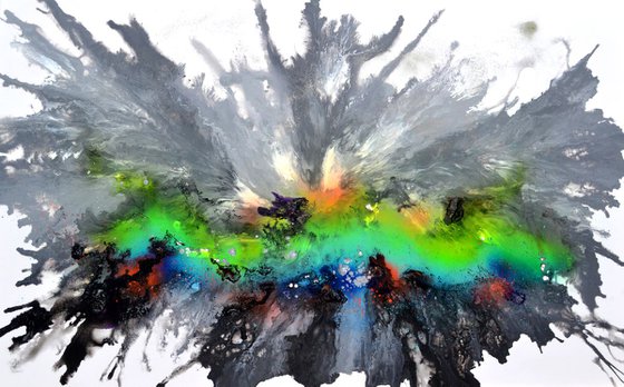 160x100x4 cm, Astral Love 8, Extra Large Abstract Painting, Large Fluid Painting