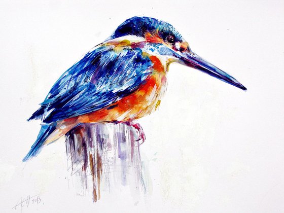 kingfisher watercolour A3