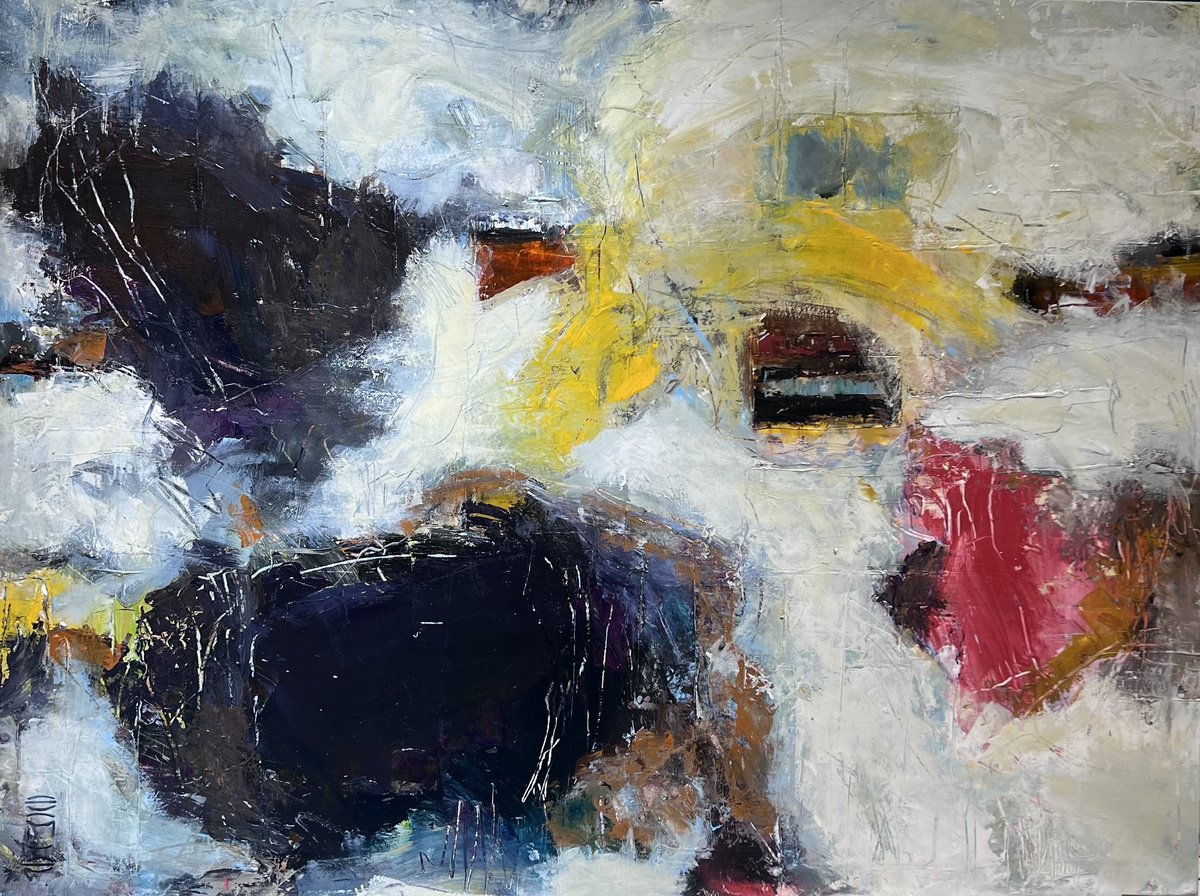 Abstract Acrylic Painting By Egle Kurlianskaite, 55 X 39, Holiday I, Original Artwork