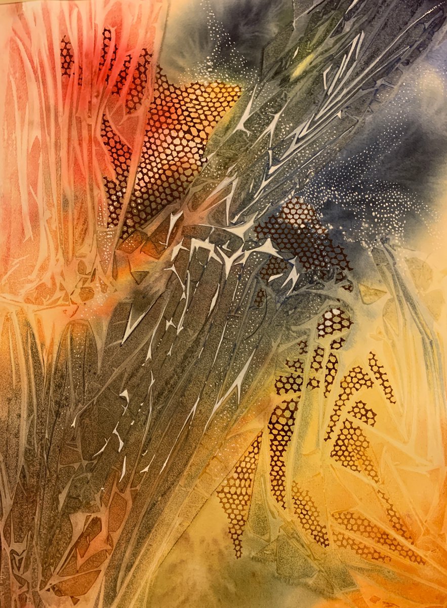 Organic Watercolour , The Poetry Of Universal Conflict By Yoshiko Murdick, 20 X 26, Artwork For Sale On Artfinder