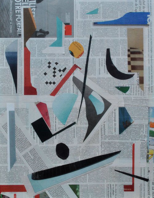 Lune noire / abstract collage / 40X52cm / 15,75"X20,5" by Pierre-Yves Beltran