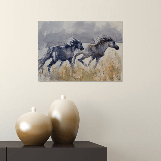 Wild horses chasing