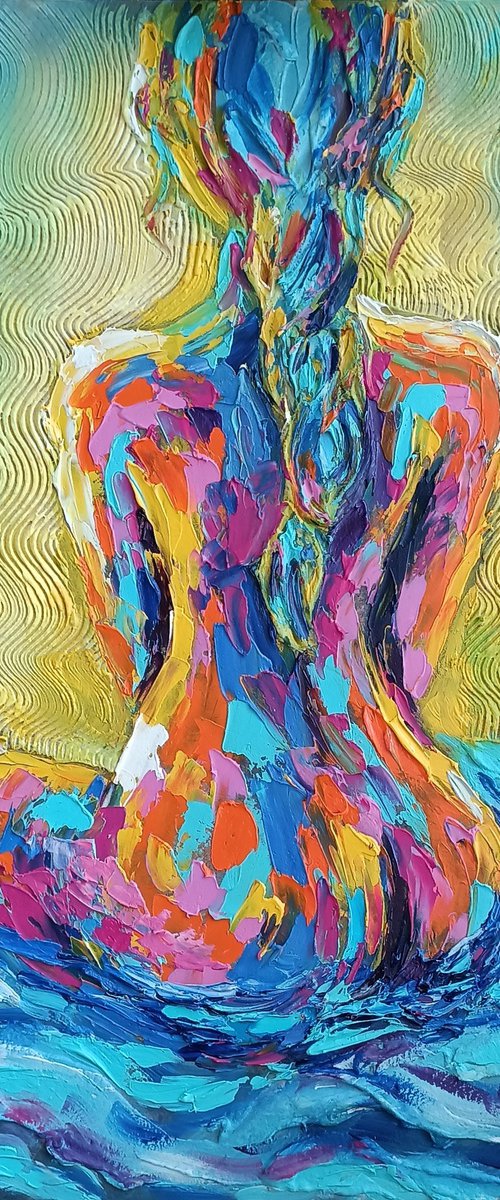 Fire - woman body, nude, erotic, body, woman, woman body, oil painting, gift for him, gift for man, nu by Anastasia Kozorez