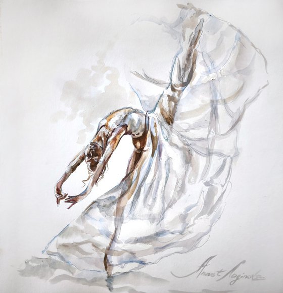 Ballerina watercolor drawing