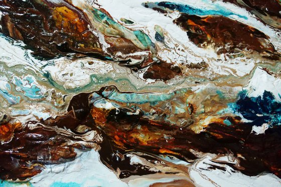 Southern Reef 270cm x 120cm Teal Orange Textured Abstract Art