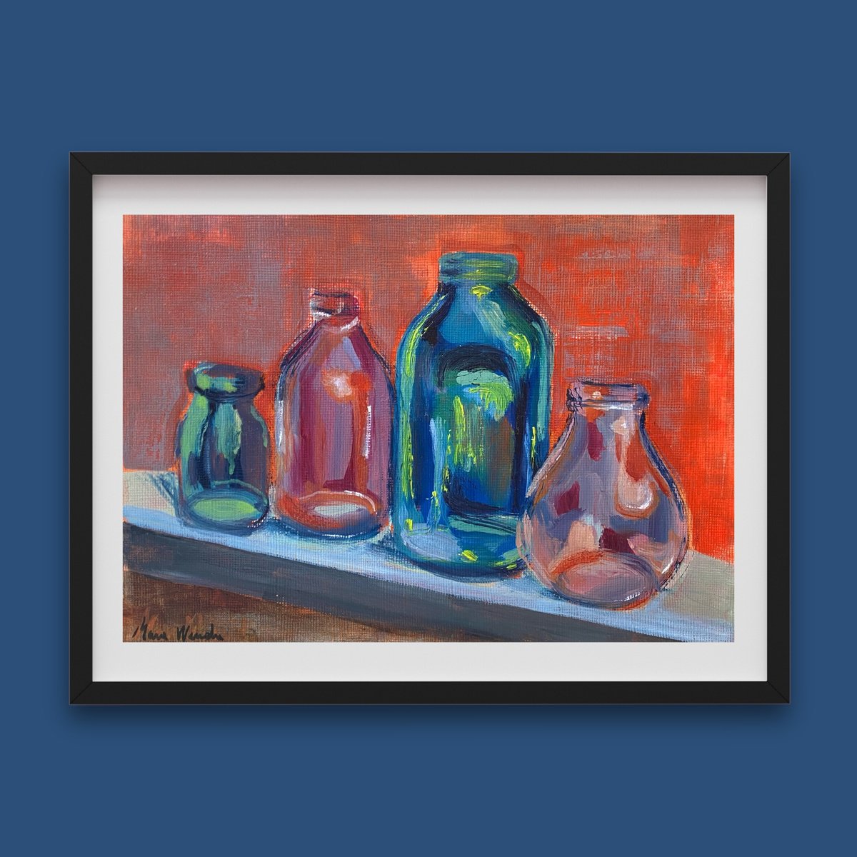 Glass bottles still life by Mara Wanda