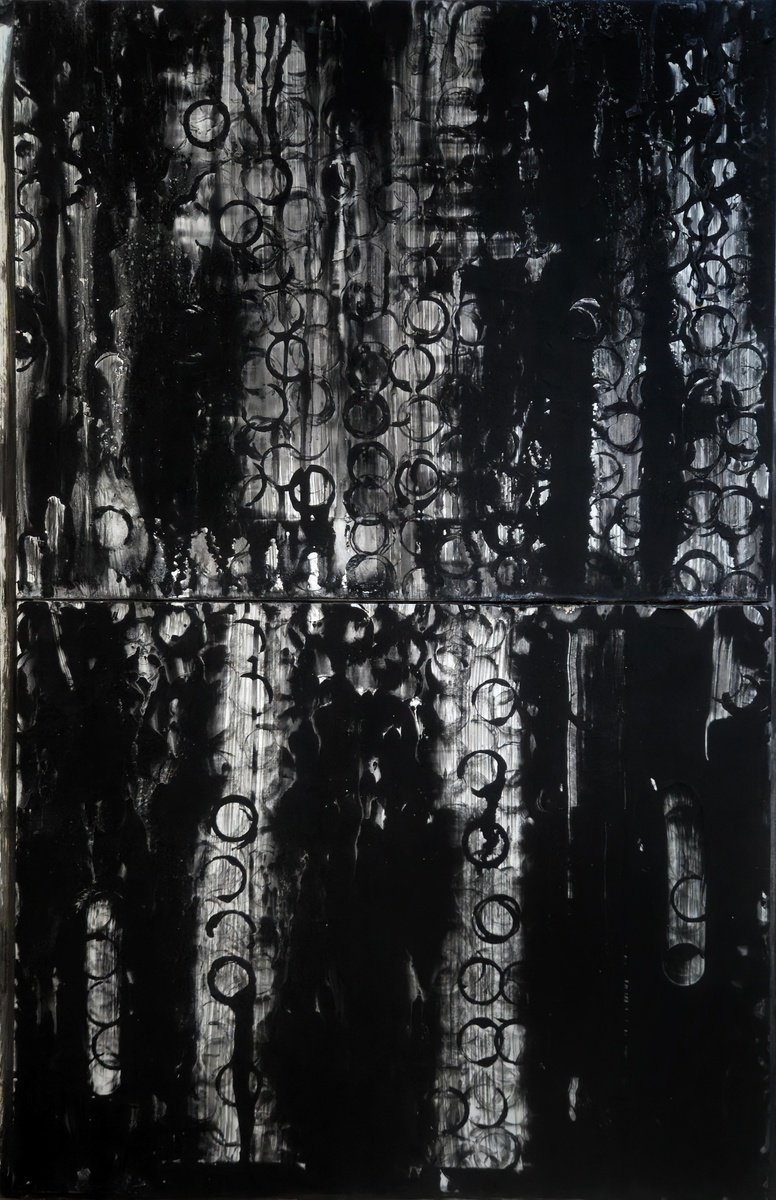 Geometric Abstract Oil Painting By Shelton Walsmith, 16 X 24", Lot Toss In Nocturne, Original Artwork