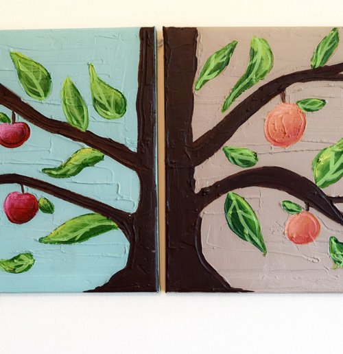 the fruit tree panel painting by Stuart Wright