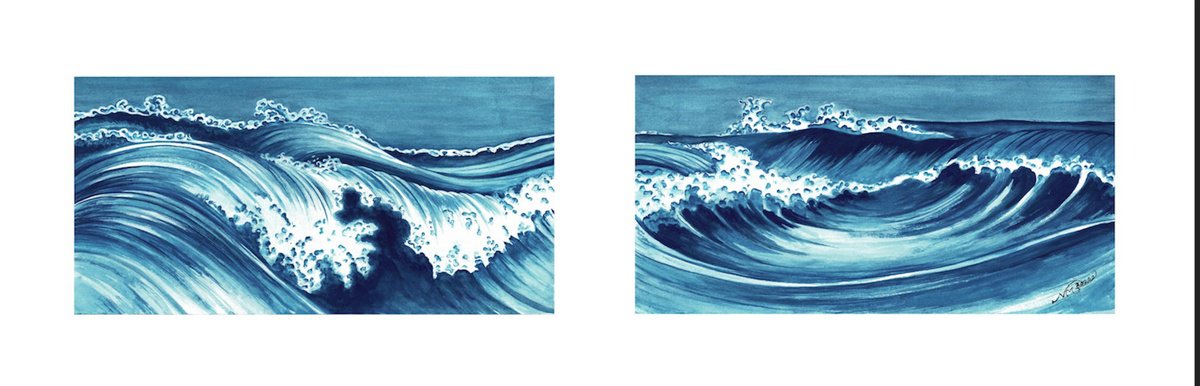 Turbulent Water Diptych by Nicola Mountney