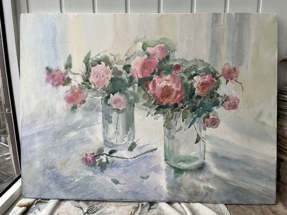 Red roses still life