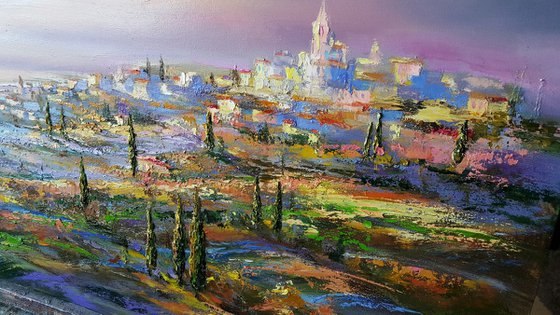 Magnificent Tuscany - landscape Italy, large oil painting