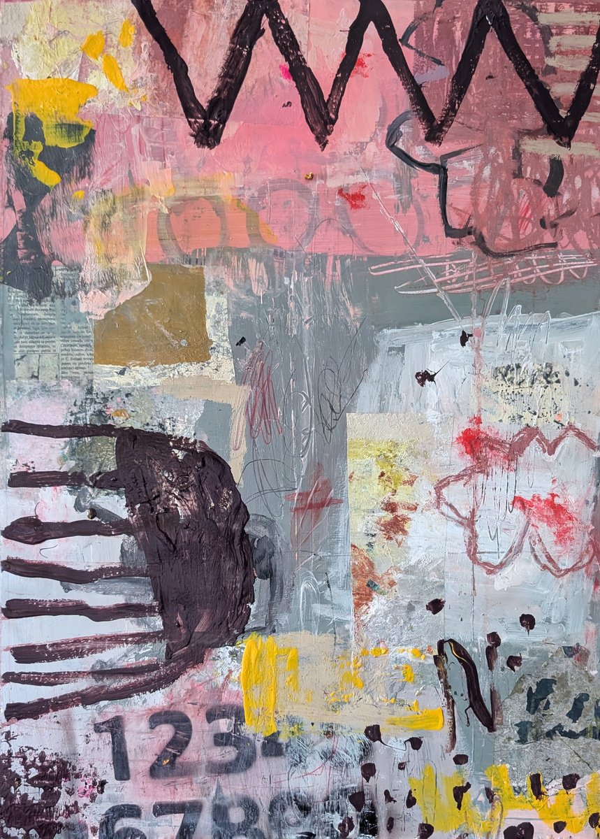 Abstract Painting By Jenny Furman, 19 X 27, Time Goes Back, Original Artwork