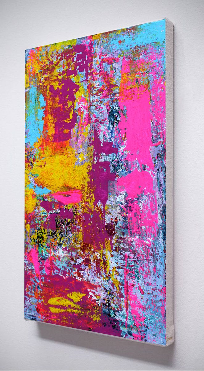 Abstract Acrylic Painting By Mir-Jan, 24 X 39", Abstract 105, Original Artwork