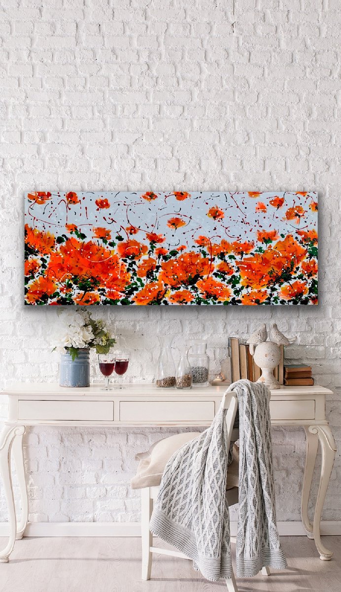 Urban And Pop Abstract Acrylic Painting By Veronica Vilsan, 59 X 24", Garden Of Joy 41, Original Artwork