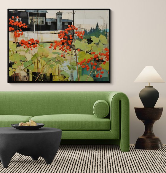 Red viburnum on a green glade #4