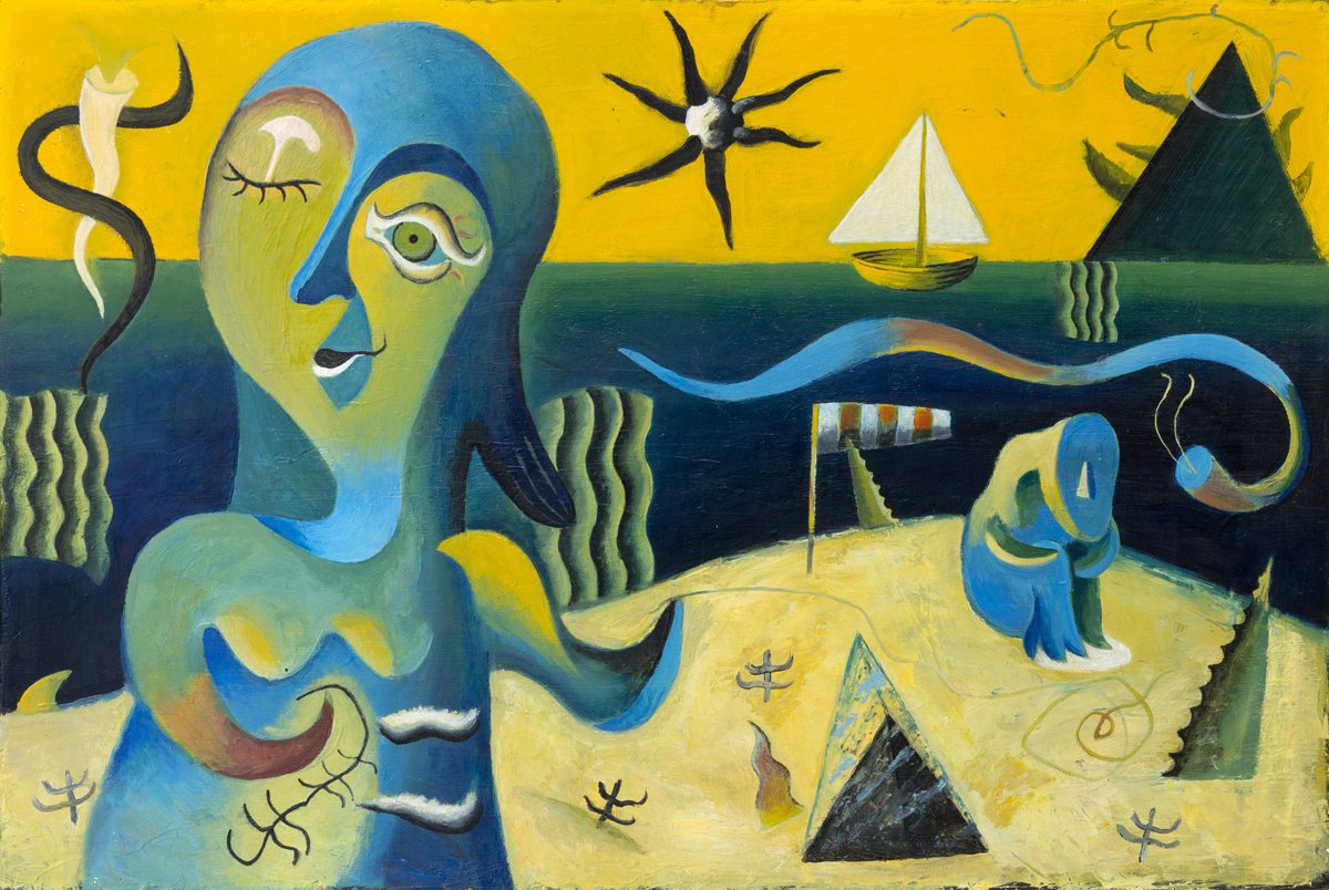 Organic Abstract Oil Painting By Oleksandr Korol, 30 X 20", By The Sea, Original Artwork