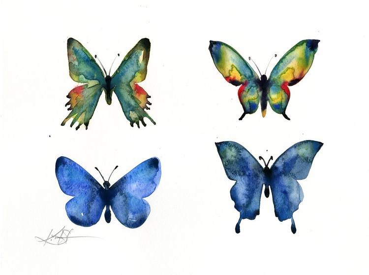 Four Butterflies 2 Abstract Butterfly Watercol Artfinder