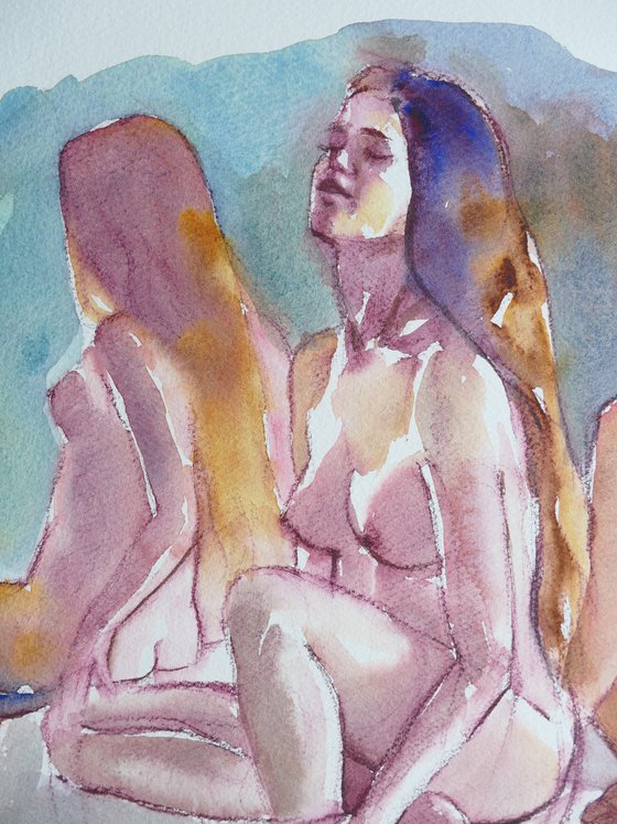 seated nude 3 poses