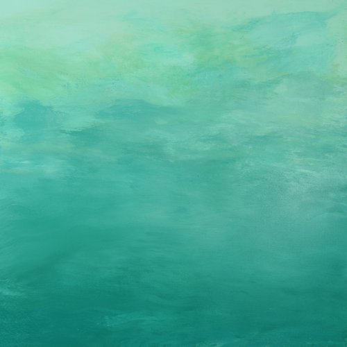 Soft Greens - Modern Abstract Expressionist Seascape by Suzanne Vaughan