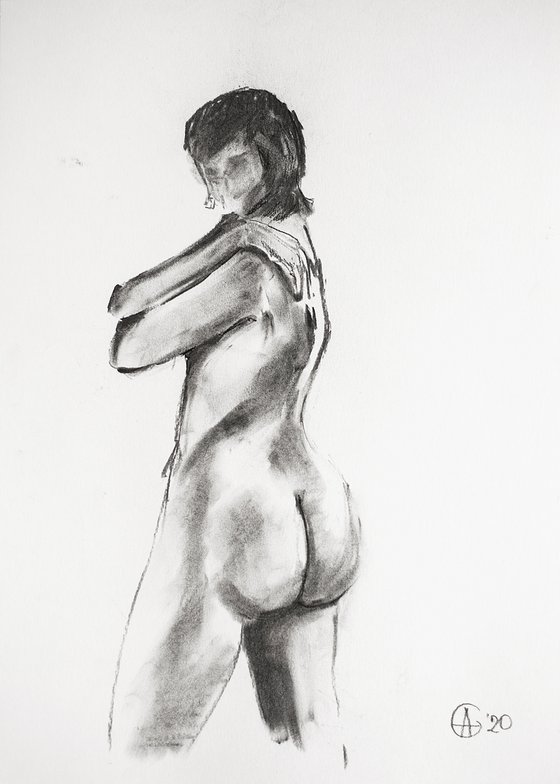 Nude in charcoal. 9. Black and white minimalistic female girl beauty body positive
