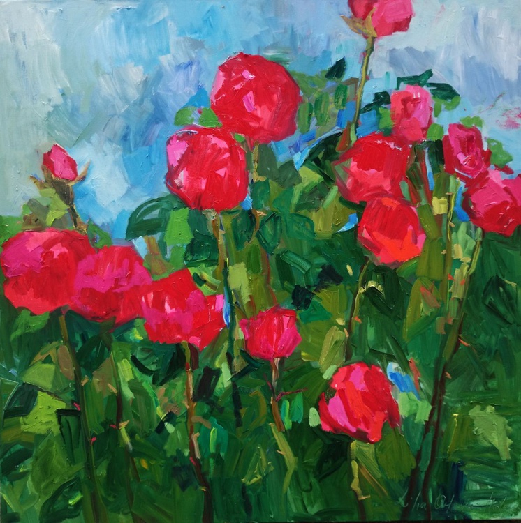 Red Roses Oil Painting By Lilia Orlova Holmes Artfinder