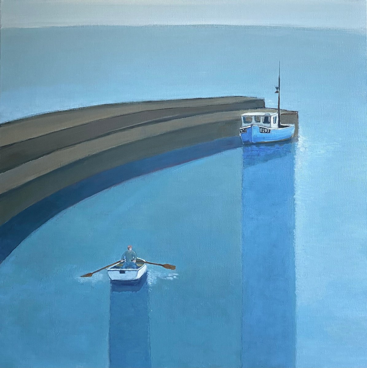 Fishing Boat And Tender By Nigel Sharman, 26 X 26, Artwork For Sale On Artfinder