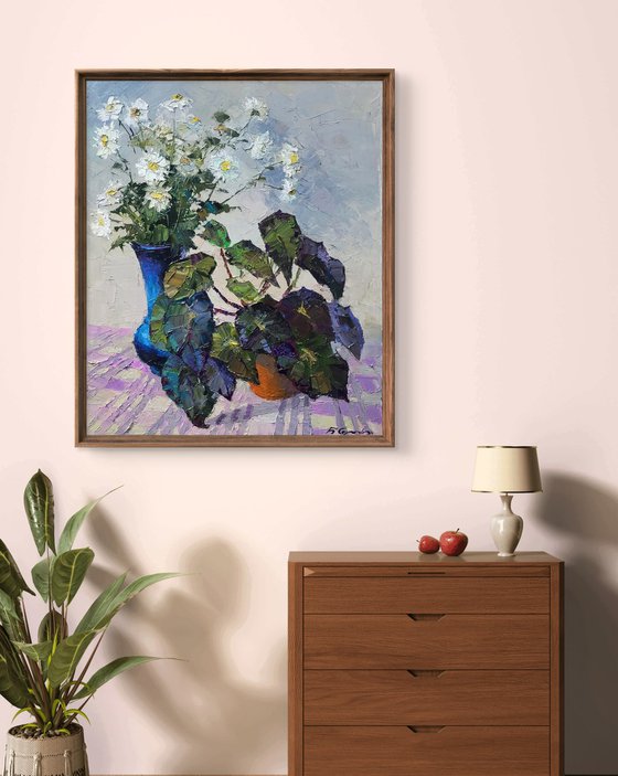 Still Life with Begonia and Daisies