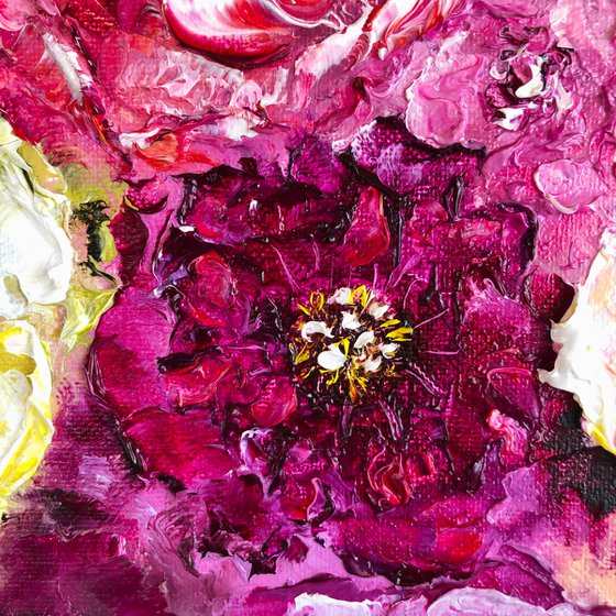 PEONY PARADISE - Multi-colored peonies. Floral abstraction. Purple peonies. Juicy colors. Terry. Refined. Meadow.