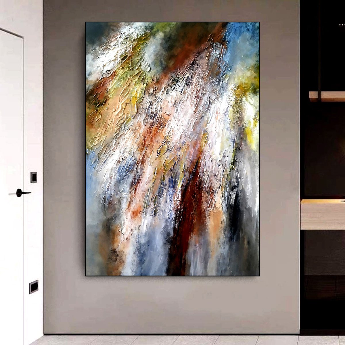 Rainbow 70x100cm Abstract Textured Painting by Alexandra Petropoulou