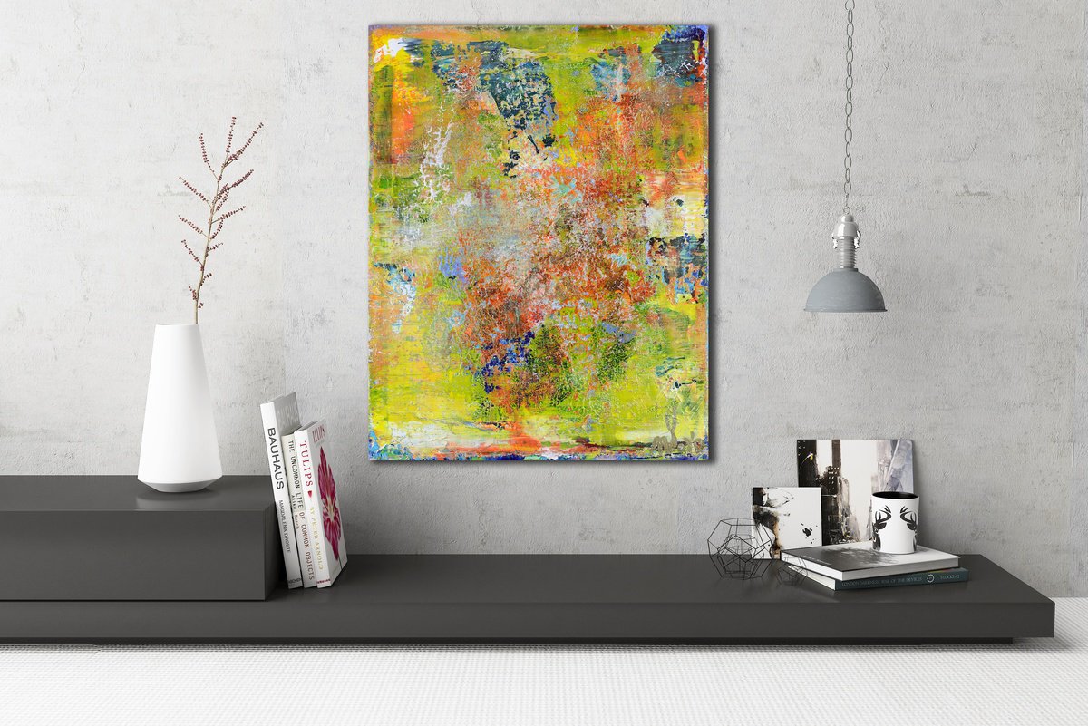 Abstract Acrylic Painting By Nestor Toro, 11 X 14", Reimagined Panorama, Original Artwork