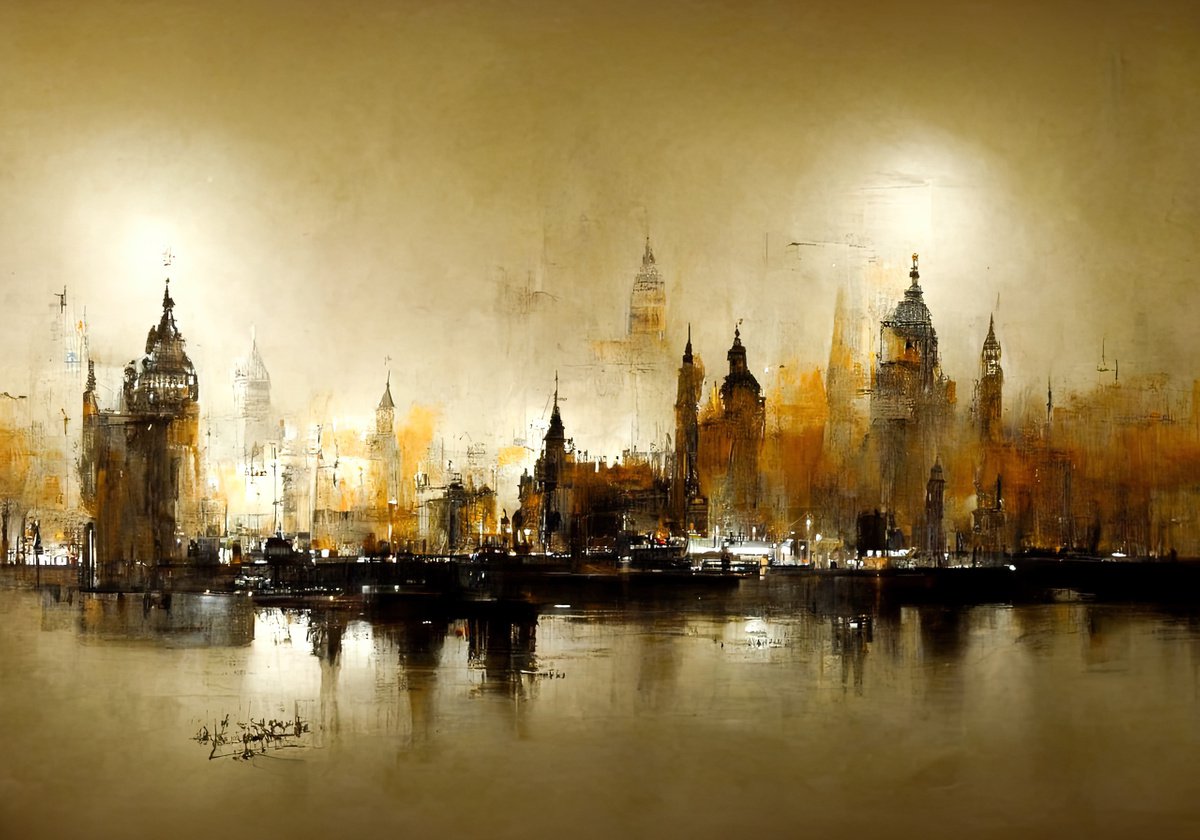 Digital Painting Abstract London v9 by Yulia Schuster