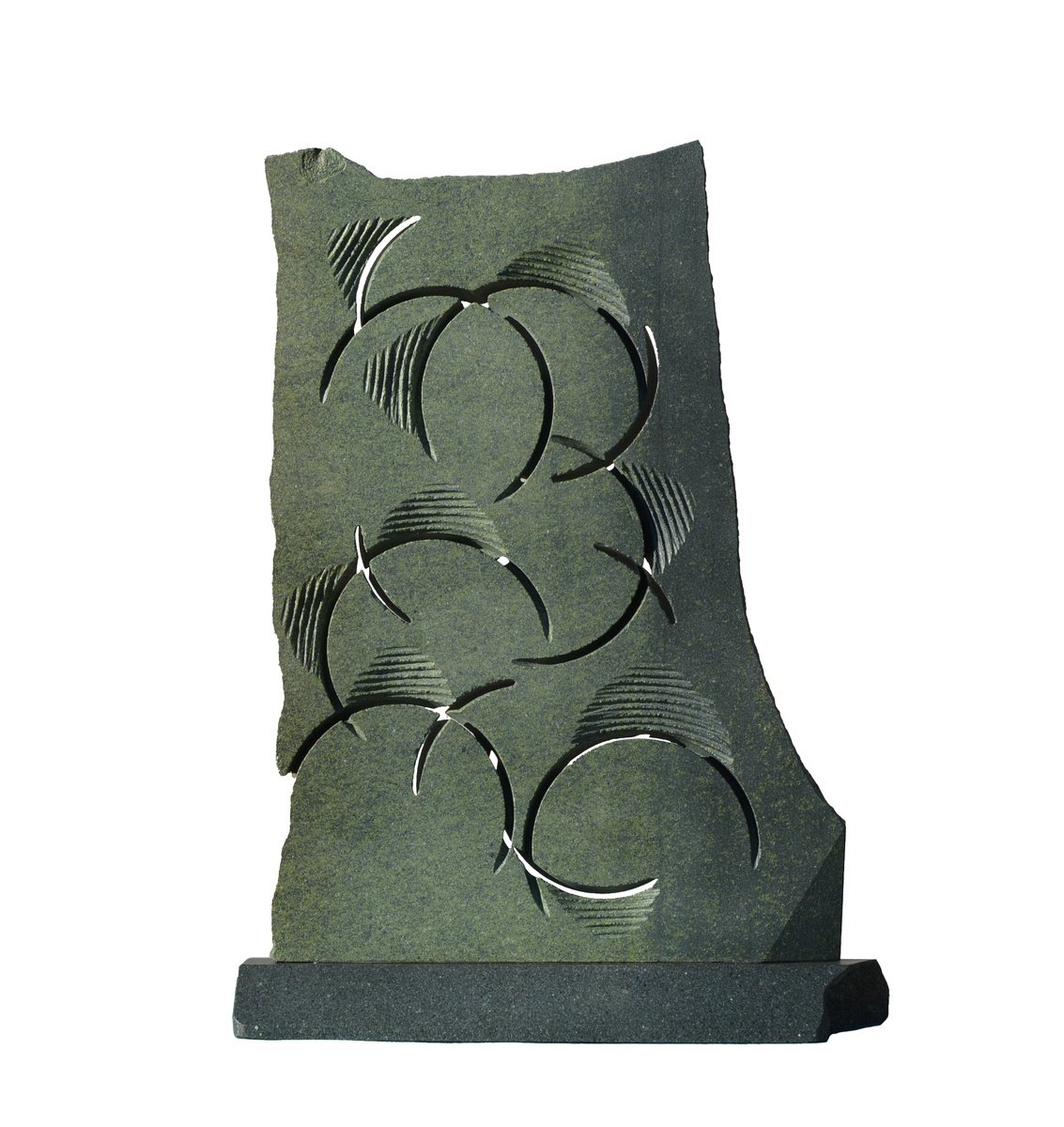 Geometric Abstract Stone Sculpture By Ognyan Chitakov, 12 X 17", "Green Day", Original Artwork