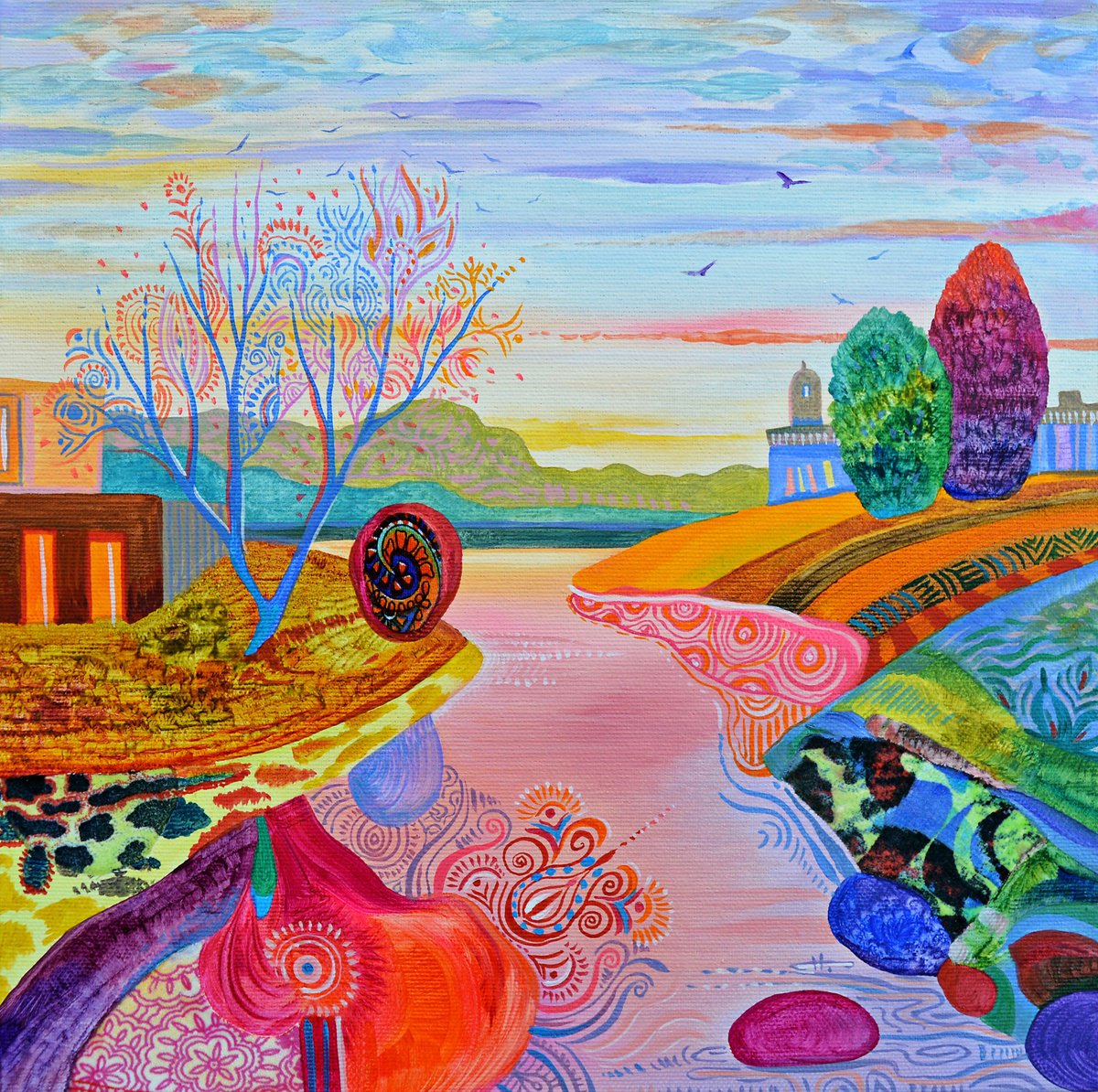 Oil Painting , Love Across Water By Silvia Pavlova, 12 X 12, Artwork For Sale On Artfinder