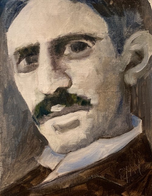Tesla - Nikolai Tesla Portrait by Ryan  Louder