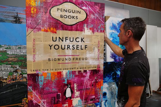 The Psychology of Unfucking 140cm x 100cm Book Page Urban Pop Art