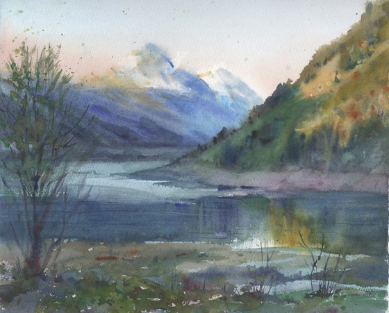 Landscape painting watercolor