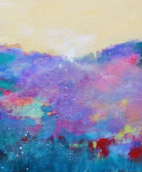 Brought to the Light 24x12" Colorful Impressionist Landscape Painting by Kerri McCabe