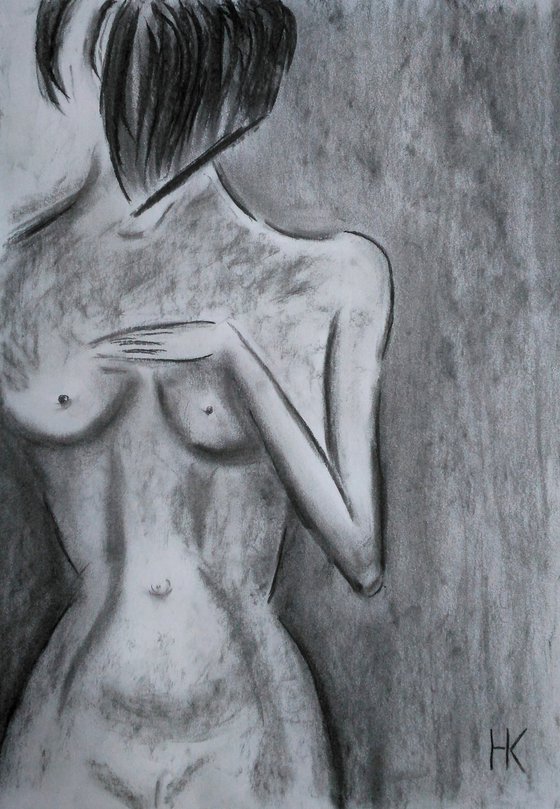 Female Nude original charcoal artwork