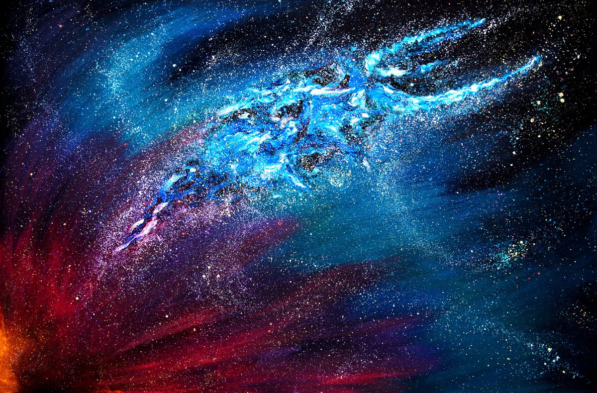 NORTH BREEZE - abstract squid, 60x90 cm, constellation, nebula, Kraken by Rimma Savina