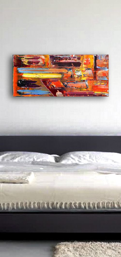 "Fake It 'Til You Make It" - SPECIAL PRICE + FREE SHIPPING to the USA -  Original PMS Oil Painting On Reclaimed Wood - 36 x 16 inches by Preston M. Smith (PMS)