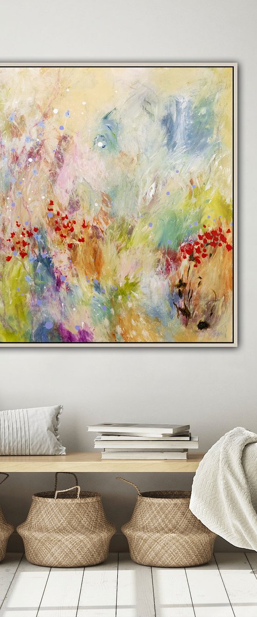 Les herbes folles - Abstract landscape painting - Ready to hang by Chantal Proulx