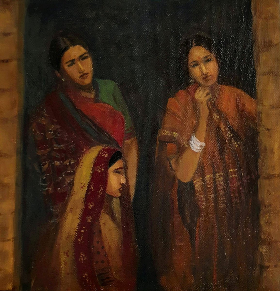 Three Rustic Women Of India By Asha Shenoy, 10 X 10, Artwork For Sale On Artfinder
