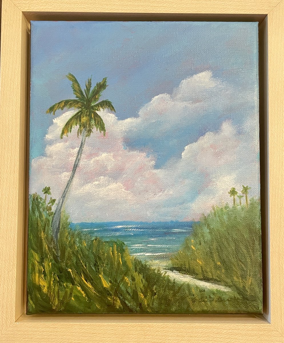 Original Acrylic Palm n Clouds by Rosie Brown