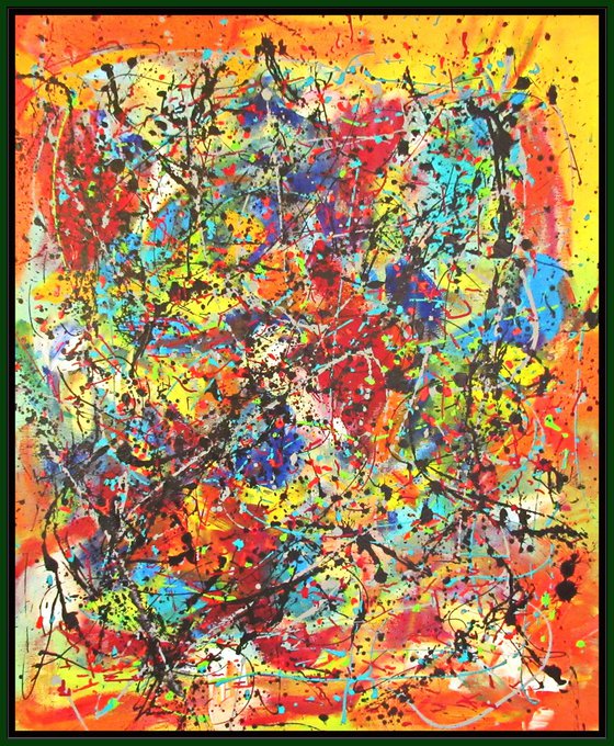 CELEBRATING COLOURS,  J. POLLOCK MODE, XL,  framed