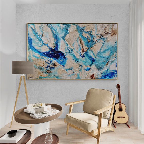 Oceans Deep 160cm x 100cm Textured Abstract Art