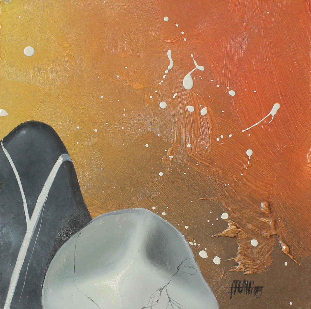 Photorealistic Still Life Oil Painting By Nicoletta Bagatti, 13 X 13", Sassi- Viaggio, Original Artwork