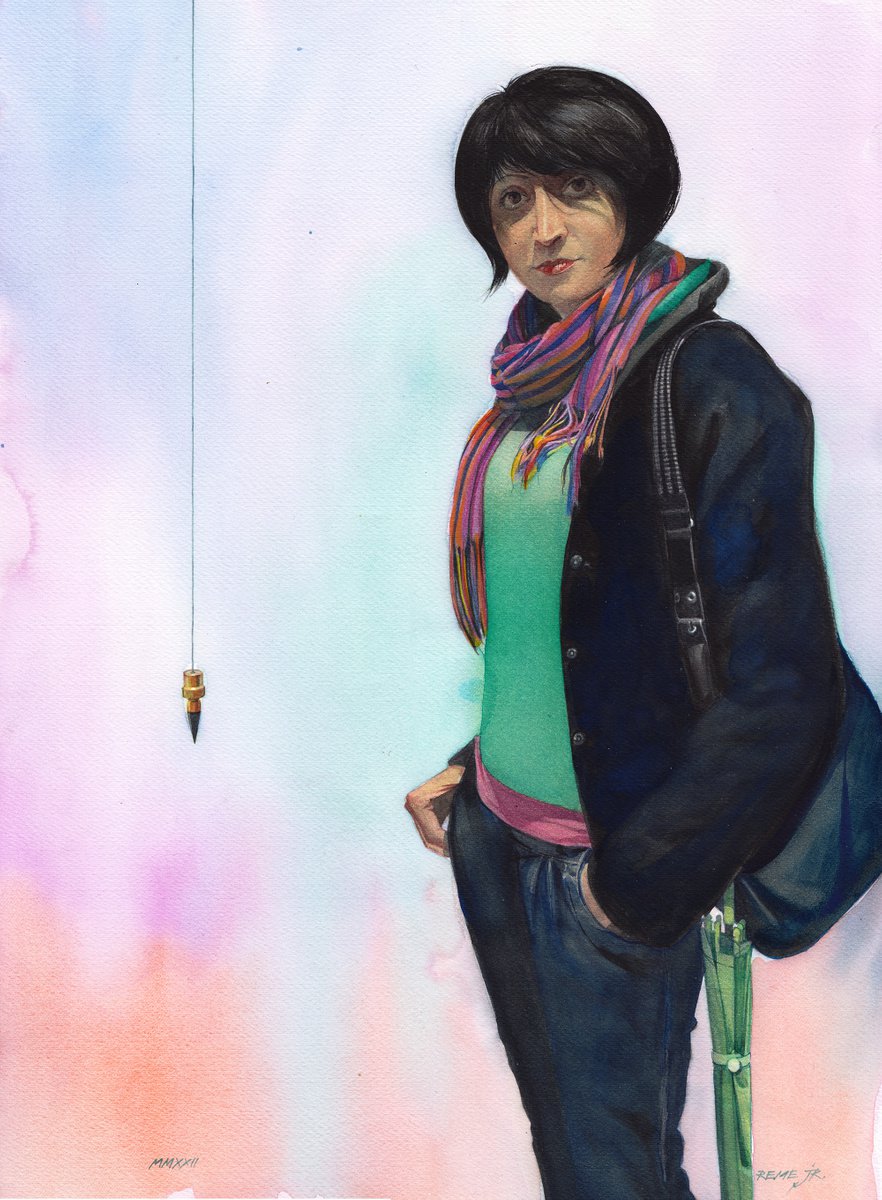 Girl in gallery for modern art by REME Jr.