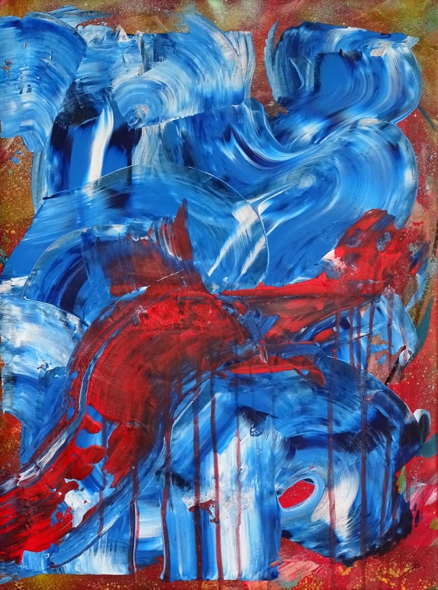 Abstract Acrylic Painting By Cb., 18 X 24, Trans Global, Original Artwork