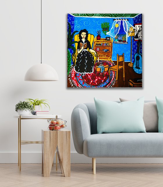 Blue room - Original artwork - gold & acrylic