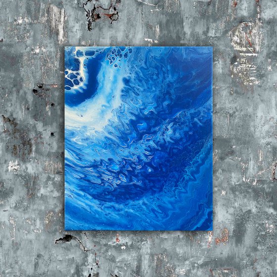 "Blue Division" - Original Abstract PMS Fluid Acrylic Painting - 16 x 20 inches